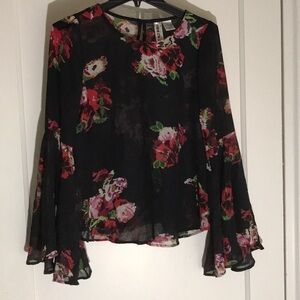 Mimi Chica see through floral long sleeve